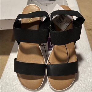 Kensie Black Sandals with Adjustable Ankle Strap